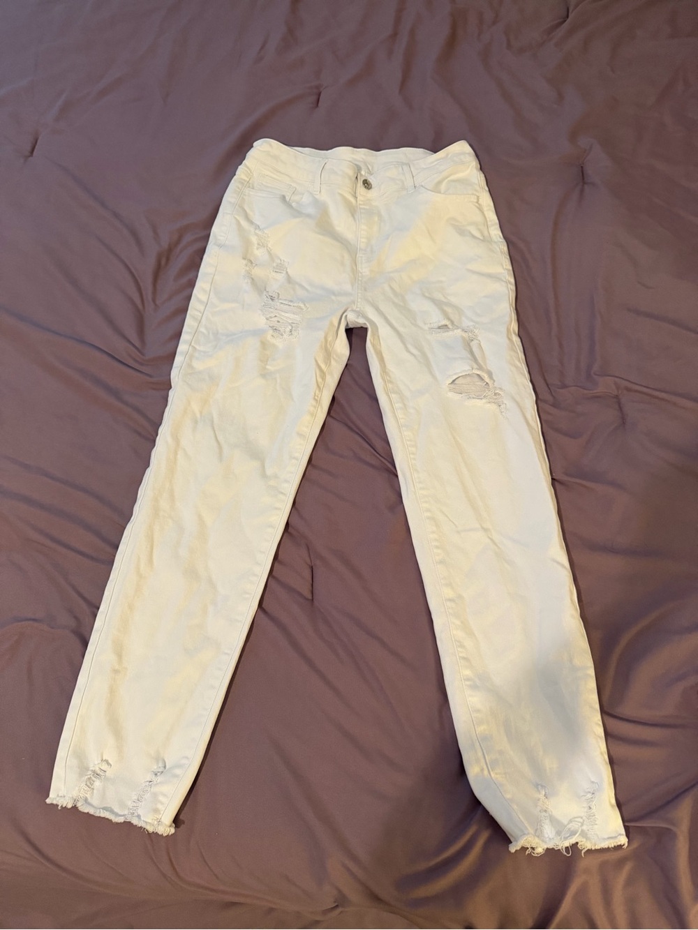 Women’s Distressed White Jeans - Size 12